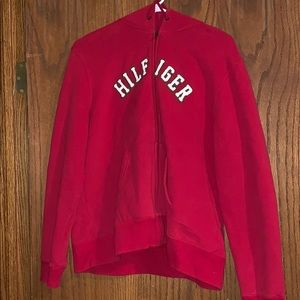tommy hilfiger red zip up hoodie